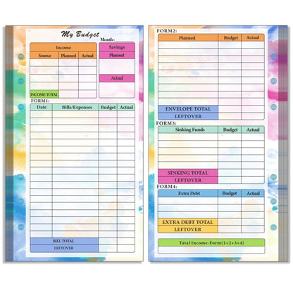 A6 6 Hole Budget Book Loose-leaf Replacement Core คู่มือแทรก, Spec:, Kit 1, 3 In 1, Monthly Plan 56 Sheets, Budget Page 56 Sheets, Weekly Plan 108 Sheets