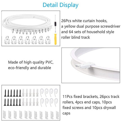 รุ่นรางเหล็กดัดรางม่านแบบยืดหยุ่นชุดขนาด:, 3m White