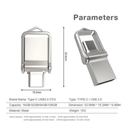 USB 2.0 + Type-C/USB-C ความเร็วสูง ??มินิคอมพิวเตอร์และโทรศัพท์ดิสก์ U โรตารี่อเนกประสงค์, 32GB, 64GB, 128GB