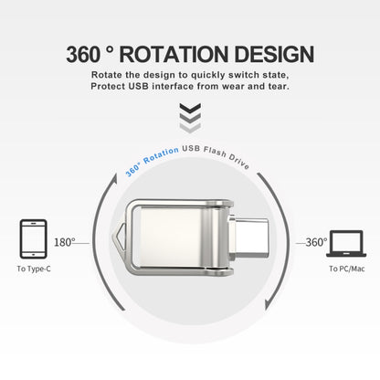 USB 2.0 + Type-C/USB-C ความเร็วสูง ??มินิคอมพิวเตอร์และโทรศัพท์ดิสก์ U โรตารี่อเนกประสงค์, 32GB, 64GB, 128GB