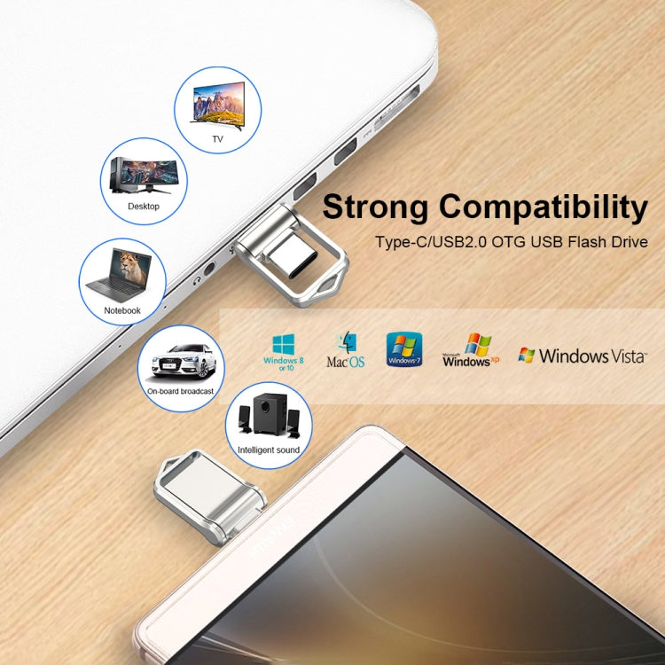USB 2.0 + Type-C/USB-C ความเร็วสูง ??มินิคอมพิวเตอร์และโทรศัพท์ดิสก์ U โรตารี่อเนกประสงค์, 32GB, 64GB, 128GB