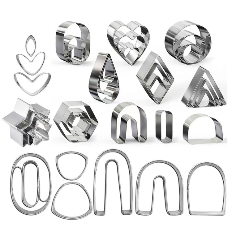 36 In 1 Stainless Steel Polymer Clay Earring Cutters Baking Mold, 36 In 1
