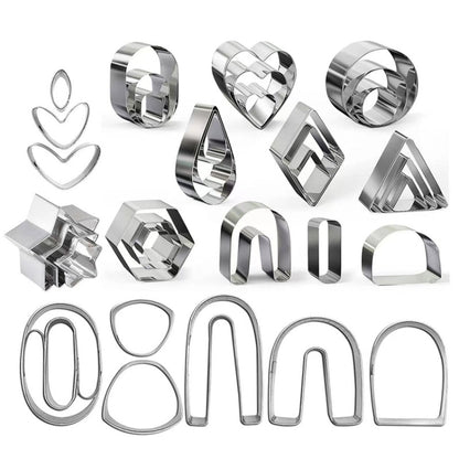 36 In 1 Stainless Steel Polymer Clay Earring Cutters Baking Mold, 36 In 1