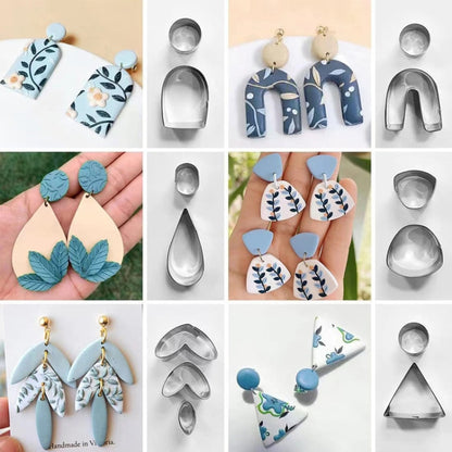 36 In 1 Stainless Steel Polymer Clay Earring Cutters Baking Mold, 36 In 1