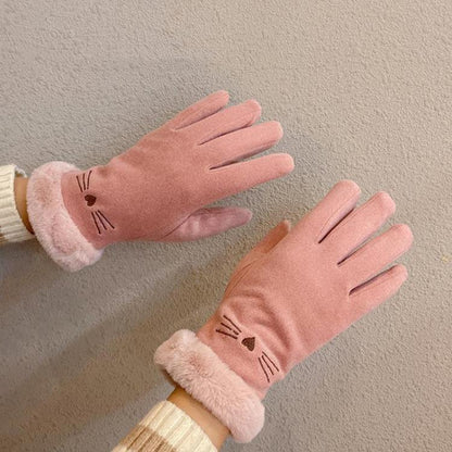 A56 Keep Warm Touch Screen Plus ถุงมือขี่ม้ากันหนาวแบบหนากำมะหยี่, A56 Black, A56 Pink, A56 Gray