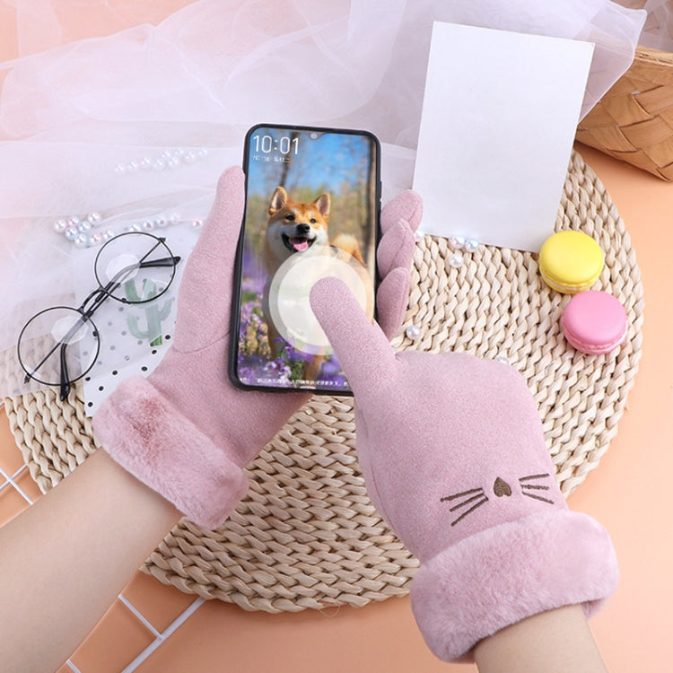 A56 Keep Warm Touch Screen Plus ถุงมือขี่ม้ากันหนาวแบบหนากำมะหยี่, A56 Black, A56 Pink, A56 Gray