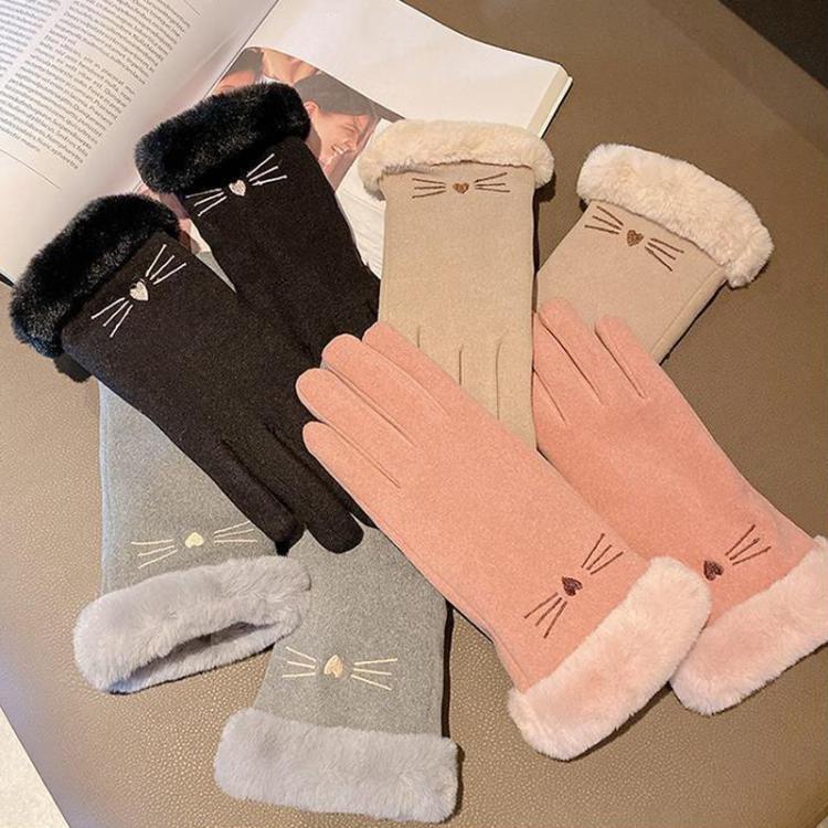 A56 Keep Warm Touch Screen Plus ถุงมือขี่ม้ากันหนาวแบบหนากำมะหยี่, A56 Black, A56 Pink, A56 Gray