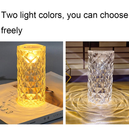 2 PCS SF-001A 1.5V Rose Ambient Light โคมไฟตั้งโต๊ะคริสตัล LED ข้างเตียง, 2 PCS  Yellow Light Without Humidifier, 2 PCS  White Light Without Humidifier