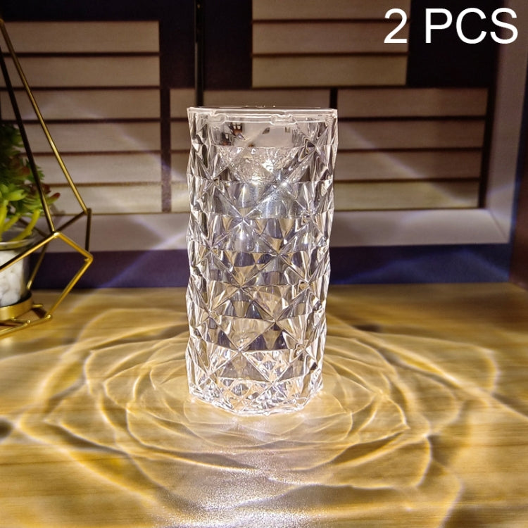 2 PCS SF-001A 1.5V Rose Ambient Light โคมไฟตั้งโต๊ะคริสตัล LED ข้างเตียง, 2 PCS  Yellow Light Without Humidifier, 2 PCS  White Light Without Humidifier