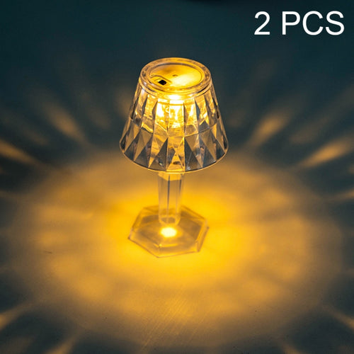 2 PCS 1.5V Diamond Ambience โคมไฟตั้งโต๊ะ LED Crystal Night Light, Spec:, Warm Light, Lampshade