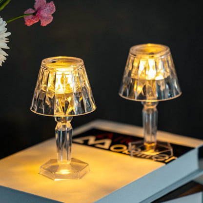 2 PCS 1.5V Diamond Ambience โคมไฟตั้งโต๊ะ LED Crystal Night Light, Spec:, Warm Light, Lampshade
