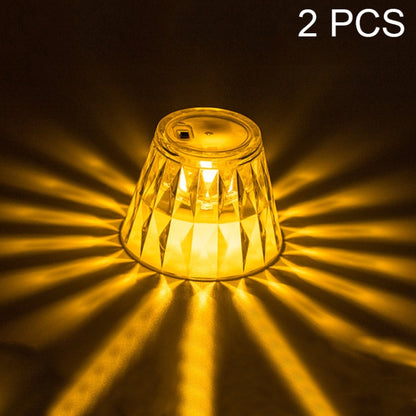 2 PCS 1.5V Diamond Ambience โคมไฟตั้งโต๊ะ LED Crystal Night Light, Spec:, Warm Light, Lampshade