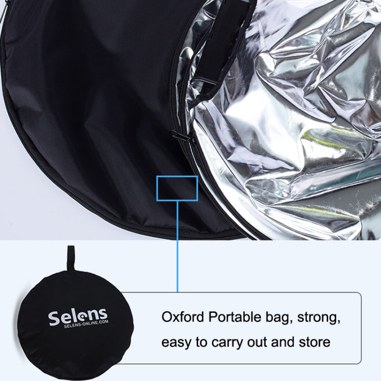Selens 5 In 1 (ทอง / เงิน / ขาว / ดำ / ซอฟต์ไลท์) กระดานสะท้อนแสงพับได้ ขนาด :, 60cm Round, 80cm Round, 110cm Round, 60x90cm, 80x120cm, 120x180cm, 150x200cm, 80cm Triangle, 110cm Triangle