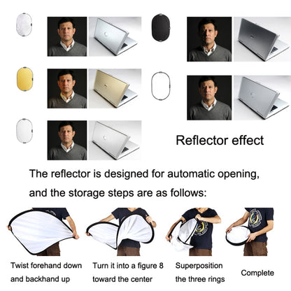 Selens 5 In 1 (ทอง / เงิน / ขาว / ดำ / ซอฟต์ไลท์) กระดานสะท้อนแสงพับได้ ขนาด :, 60cm Round, 80cm Round, 110cm Round, 60x90cm, 80x120cm, 120x180cm, 150x200cm, 80cm Triangle, 110cm Triangle
