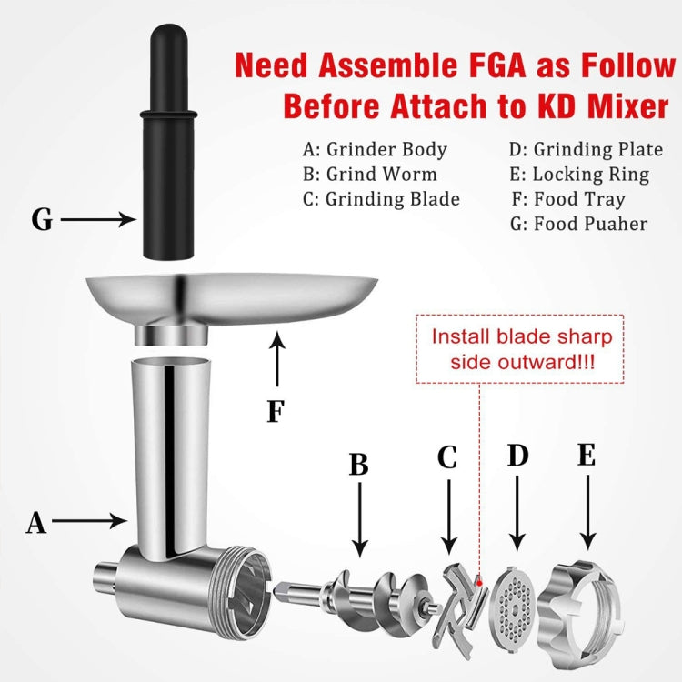 KA-09 สำหรับ Kitchenaid หัวเนื้อสับ เนื้อสับและอุปกรณ์เครื่องทำเส้นก๋วยเตี๋ยว, Grinder Meat Set
