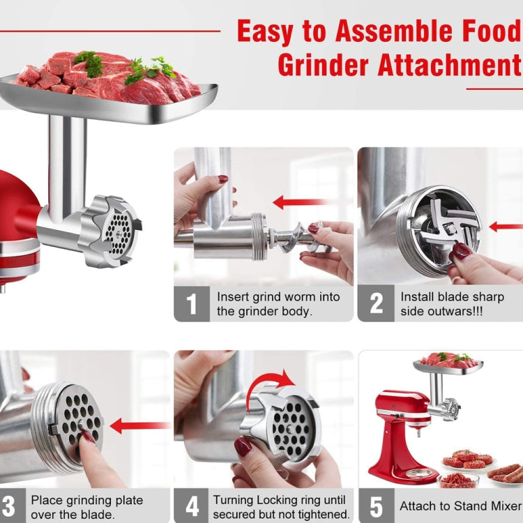 KA-09 สำหรับ Kitchenaid หัวเนื้อสับ เนื้อสับและอุปกรณ์เครื่องทำเส้นก๋วยเตี๋ยว, Grinder Meat Set