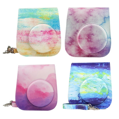 สำหรับ Instax Mini11/9/8 PU Cortex Retro กระเป๋ากล้องฝาครอบป้องกัน, Blue Pink Color, Fantastic Cloud