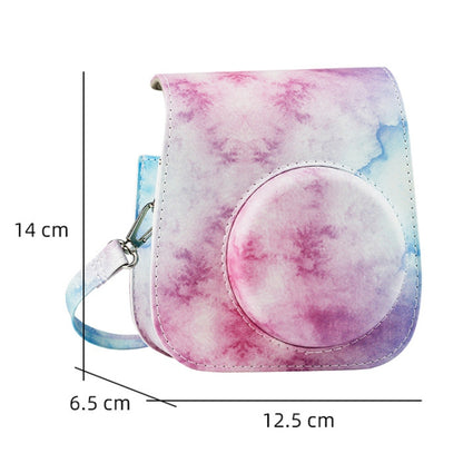 สำหรับ Instax Mini11/9/8 PU Cortex Retro กระเป๋ากล้องฝาครอบป้องกัน, Blue Pink Color, Fantastic Cloud