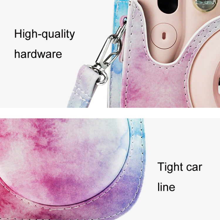 สำหรับ Instax Mini11/9/8 PU Cortex Retro กระเป๋ากล้องฝาครอบป้องกัน, Blue Pink Color, Fantastic Cloud