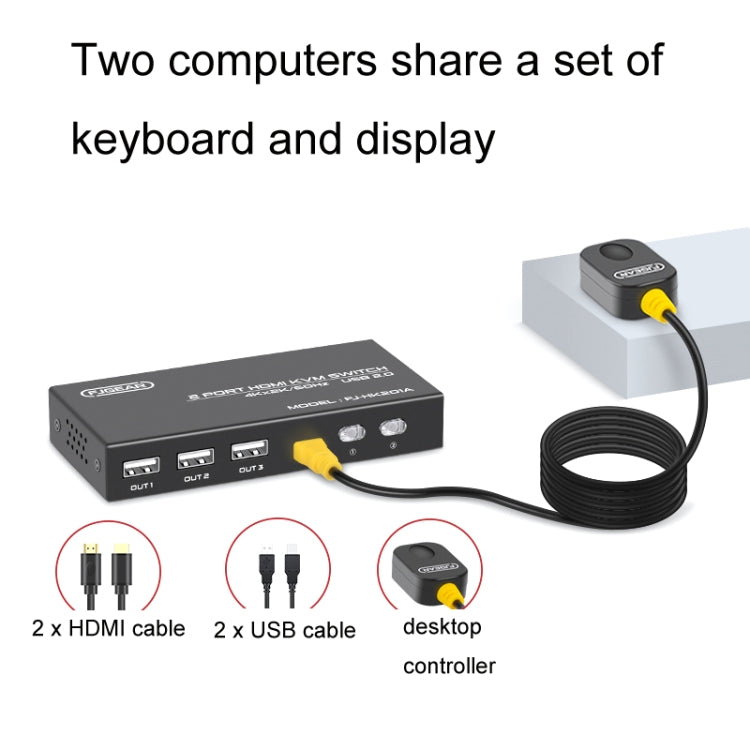 FJGEAR FJ-HK201A 60Hz เสียงและวิดีโอ HD HDMI เป็น KVM Switcher, FJ-HK201A