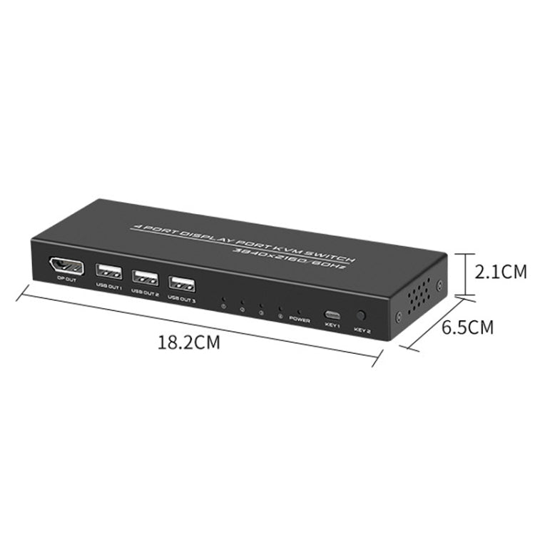 FJGEAR FJ-DK401 60HZ 4 พอร์ต DP + USB เป็น KVM Switcher พร้อมคอนโทรลเลอร์เดสก์ท็อป, FJ-DK401