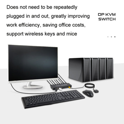 FJGEAR FJ-DK401 60HZ 4 พอร์ต DP + USB เป็น KVM Switcher พร้อมคอนโทรลเลอร์เดสก์ท็อป, FJ-DK401