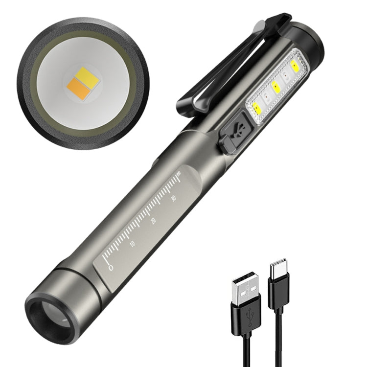 DT005 LED สีขาว + ไฟปากกาสีเหลืองไฟฉายแบบชาร์จไฟได้ไฟฉายปากกาพยาบาล, DT005