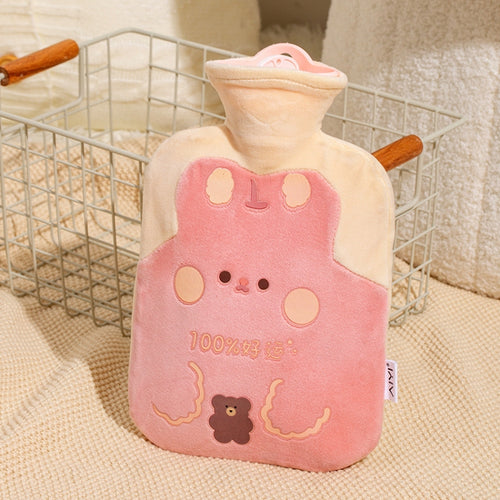 ZS103 กระเป๋าใส่น้ำร้อนลายการ์ตูน Plush ป้องกันการระเบิดขวดน้ำร้อนกันรั่ว Spec:, Pink Lucky Rabbit, Beige Lucky Rabbit, Brown Bear, Khaki Bear, Purple Duck, Pink Rabbit, Deep Blue Duck, Ink Green Duck, Intervened Pink, Intervened White, Intervened Coff...