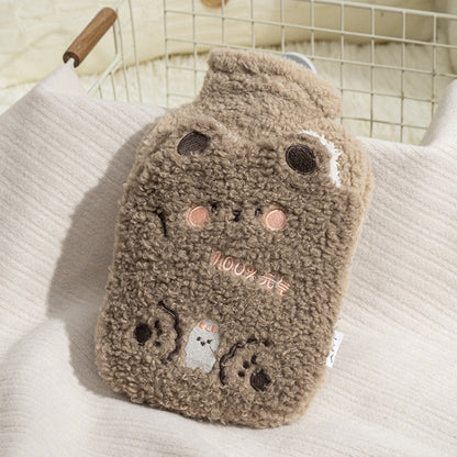 ZS103 กระเป๋าใส่น้ำร้อนลายการ์ตูน Plush ป้องกันการระเบิดขวดน้ำร้อนกันรั่ว Spec:, Pink Lucky Rabbit, Beige Lucky Rabbit, Brown Bear, Khaki Bear, Purple Duck, Pink Rabbit, Deep Blue Duck, Ink Green Duck, Intervened Pink, Intervened White, Intervened Coff...