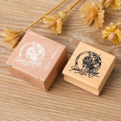 แสตมป์ไม้ 5 ชิ้น DIY ภูมิทัศน์ธรรมชาติวินเทจ