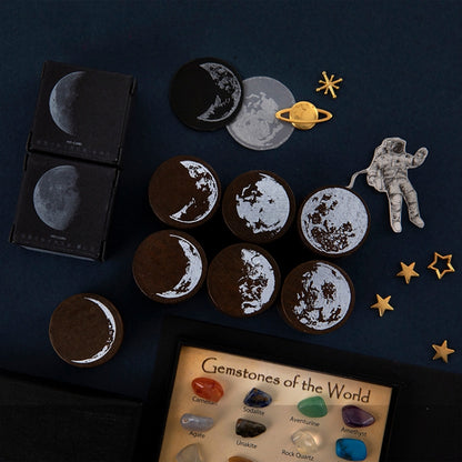 5 PCS Moon Phase Series Handbook ตกแต่งแสตมป์ไม้ DIY