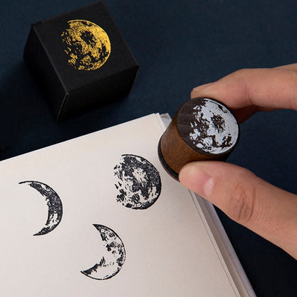 5 PCS Moon Phase Series Handbook ตกแต่งแสตมป์ไม้ DIY