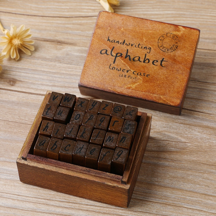 E13 28 ชิ้น/เซ็ตตัวอักษรไม้วินเทจและคู่มือไดอารี่ตัวเลข DIY แสตมป์, Regular Capital, Regular Lowercase, Cursive Capital, Cursive Lowercase
