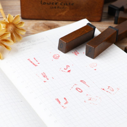 E13 28 ชิ้น/เซ็ตตัวอักษรไม้วินเทจและคู่มือไดอารี่ตัวเลข DIY แสตมป์, Regular Capital, Regular Lowercase, Cursive Capital, Cursive Lowercase