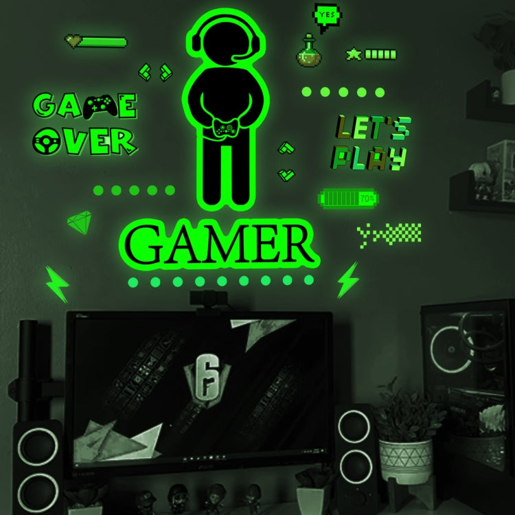 ZSG201 Gamepad สติ๊กเกอร์เรืองแสงห้องนั่งเล่นห้องนอนติดด้วยตนเองสติ๊กเกอร์ตกแต่งผนังเรืองแสง, สี:, Green Light, Blue Light