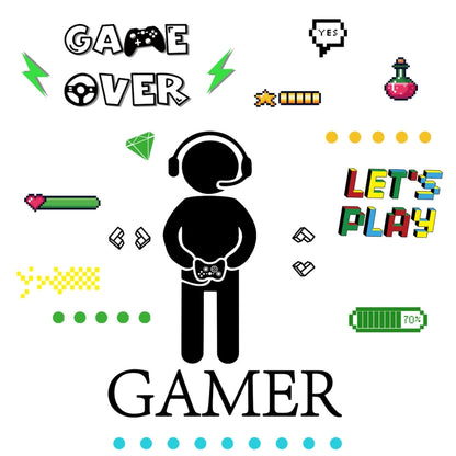 ZSG201 Gamepad สติ๊กเกอร์เรืองแสงห้องนั่งเล่นห้องนอนติดด้วยตนเองสติ๊กเกอร์ตกแต่งผนังเรืองแสง, สี:, Green Light, Blue Light