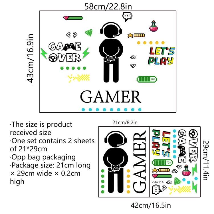 ZSG201 Gamepad สติ๊กเกอร์เรืองแสงห้องนั่งเล่นห้องนอนติดด้วยตนเองสติ๊กเกอร์ตกแต่งผนังเรืองแสง, สี:, Green Light, Blue Light