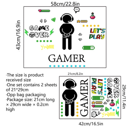 ZSG201 Gamepad สติ๊กเกอร์เรืองแสงห้องนั่งเล่นห้องนอนติดด้วยตนเองสติ๊กเกอร์ตกแต่งผนังเรืองแสง, สี:, Green Light, Blue Light