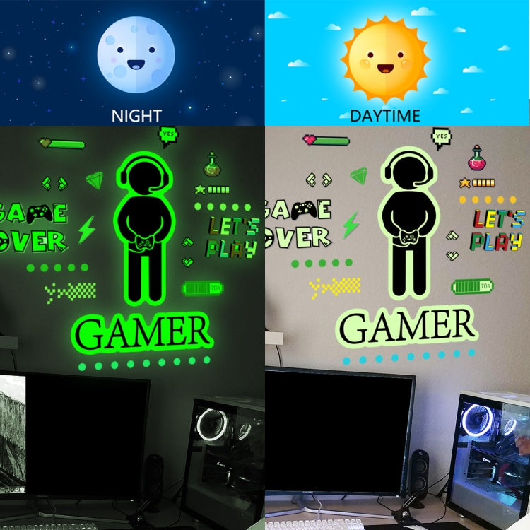 ZSG201 Gamepad สติ๊กเกอร์เรืองแสงห้องนั่งเล่นห้องนอนติดด้วยตนเองสติ๊กเกอร์ตกแต่งผนังเรืองแสง, สี:, Green Light, Blue Light