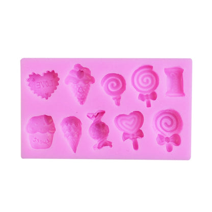 2 PCS G114 Candy Lollipop Ice Cream Shape ซิลิโคนแม่พิมพ์ช็อกโกแลตบิสกิตเค้กตกแต่ง, G114