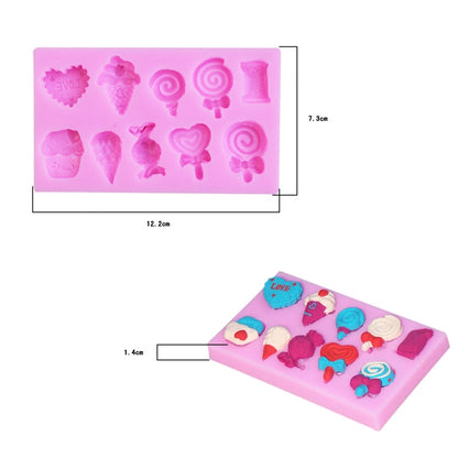 2 PCS G114 Candy Lollipop Ice Cream Shape ซิลิโคนแม่พิมพ์ช็อกโกแลตบิสกิตเค้กตกแต่ง, G114