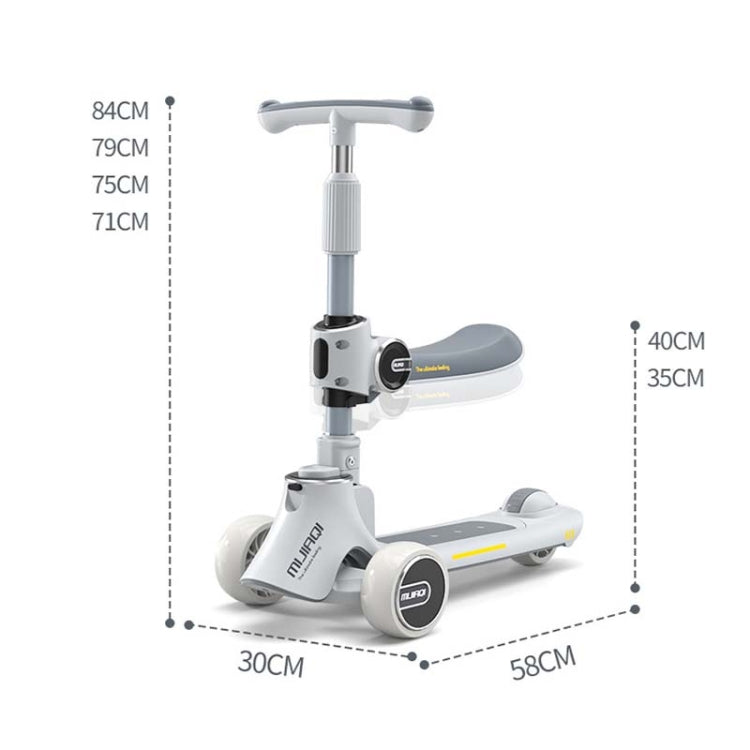 MIJIAQI 01 3 In 1 สกู๊ตเตอร์เด็กพับได้อเนกประสงค์พร้อมดนตรีและไฟ ข้อมูลจำเพาะ:, White Seat, Gray Seat, Pink Seat, Blue Seat, White, Gray, Pink, Blue