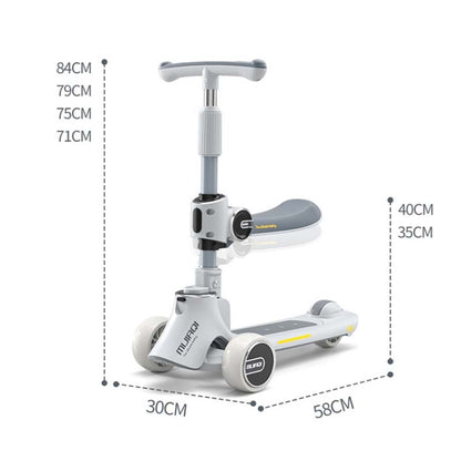 MIJIAQI 01 3 In 1 สกู๊ตเตอร์เด็กพับได้อเนกประสงค์พร้อมดนตรีและไฟ ข้อมูลจำเพาะ:, White Seat, Gray Seat, Pink Seat, Blue Seat, White, Gray, Pink, Blue
