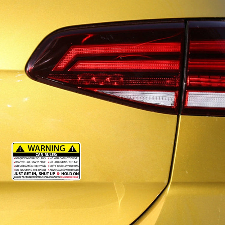 สติกเกอร์กฎคำเตือนความปลอดภัยของรถ, Safety Warning