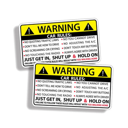 สติกเกอร์กฎคำเตือนความปลอดภัยของรถ, Safety Warning