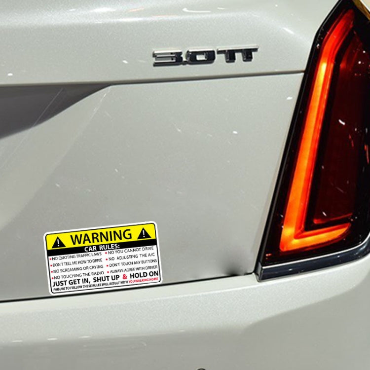 สติกเกอร์กฎคำเตือนความปลอดภัยของรถ, Safety Warning