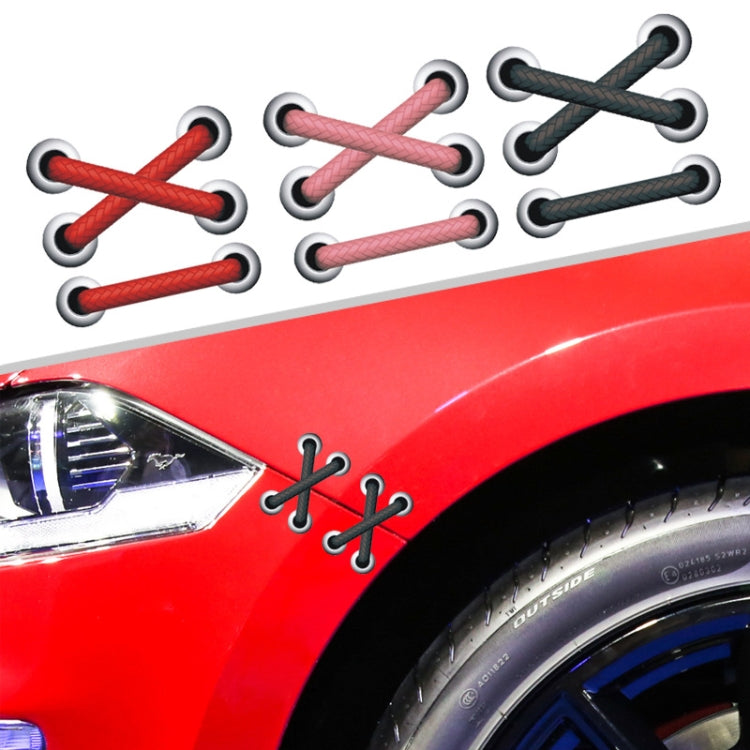 10 PCS Shoelace สติกเกอร์รถ Body Cover Up Scratch Patch Sticker, Cross Red Shoelace, Cross Black Shoelace, Cross Pink Shoelace, Horizontal Red Shoelace, Horizontal Black Shoelace, Horizontal Pink Shoelace
