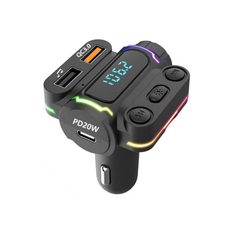 P7 PD20W QC3.0 เครื่องส่งสัญญาณ FM เครื่องเล่น MP3 ในรถยนต์แบบชาร์จเร็วคู่, P7