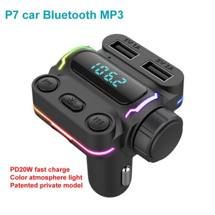 P7 PD20W QC3.0 เครื่องส่งสัญญาณ FM เครื่องเล่น MP3 ในรถยนต์แบบชาร์จเร็วคู่, P7