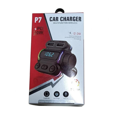 P7 PD20W QC3.0 เครื่องส่งสัญญาณ FM เครื่องเล่น MP3 ในรถยนต์แบบชาร์จเร็วคู่, P7
